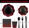 175PCS Red and Black Birthday Decorations,Red Dot on Black Party Plates and Napkins,Black Paper Plates for Birthday Baby Shower Wedding Anniversary Party Decorations,Serves 25